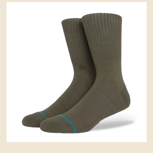 STANCE UNISEX CASUAL COMBED COTTON CREW HEIGHT MID CUSHION ICON GREEN SIZE MED - Picture 1 of 4